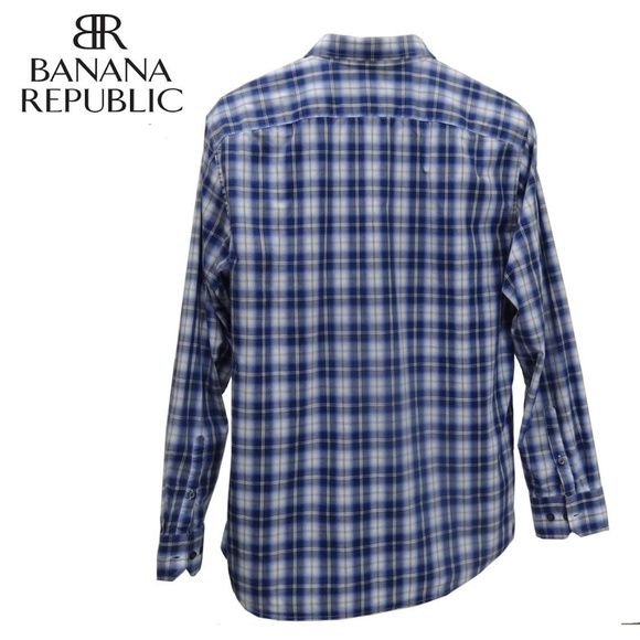 Banana Republic Collared Casual Shirt Size L Blue. - Picture 3 of 6